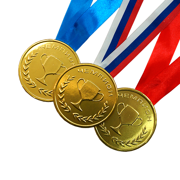 Шоколадные медали на ленте "Чемпион"