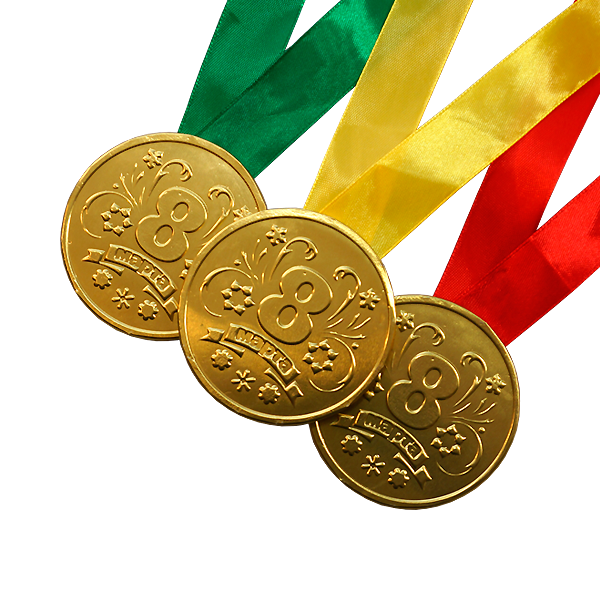 Шоколадная медаль на ленте "8 марта"